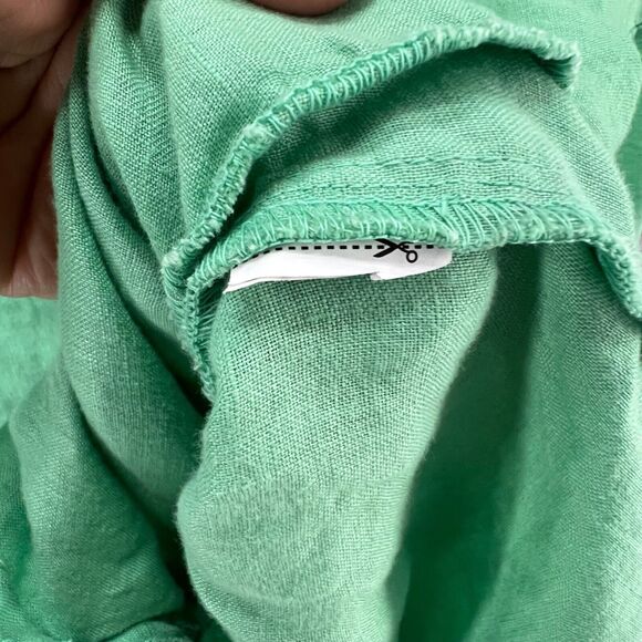 Zara Linen Shirt Women M Mint Green Asymmetric Relaxed Blouse Beach Resort Top - Picture 11 of 11